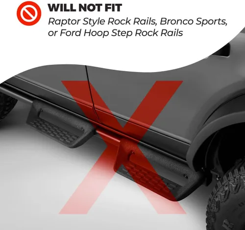 Vista 5 de IAG I-Line Mini Guardabarros Lateral para Rieles de Roca (2 piezas) para Ford Bronco 2021+ 2/4 Puertas