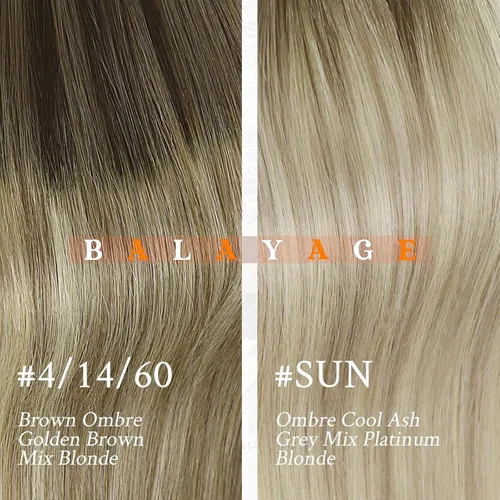 Vista 9 de Sunny Hair - Extensiones de cabello humano Remy U-tip, extensiones con puntas de queratina, ombré, rubio ceniza, balayage, rubio platinado