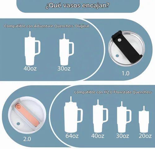Vista 3 de Juego de 2 tapones antiderrames para vaso Stanley Cup de 20 onzas, 30 onzas, 40 onzas, 64 onzas, accesorios a prueba de fugas para vaso Stanley