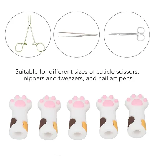 Vista 2 de 5 fundas para tijeras, tijeras de cutícula, protectores de cubierta con forma de gato, cubierta protectora de silicona para uñas y uñas de los pies