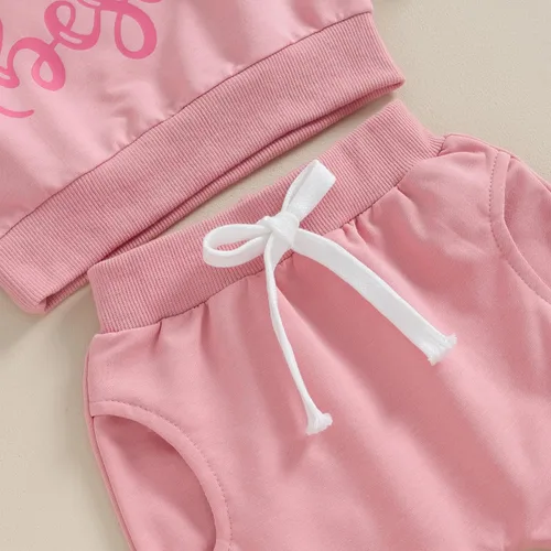 Vista 6 de KMBANGI Ropa de bebé niña de manga larga con cuello redondo y estampado de letras, sudadera elástica para otoño e invierno