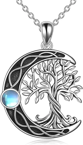 Vista 50 de ONEFINITY Collar de plata de ley 925 con diseño de árbol de la vida con colgante de nudo celta de concha de abulón para mujer