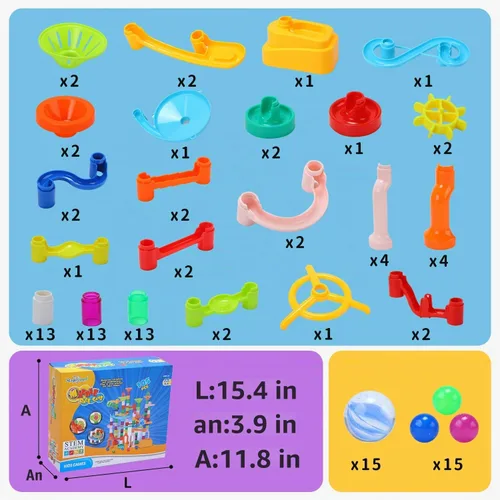 Vista 6 de EagleStone 105PCS Marble Run Kit Marble Maze Construction Building Toy Set