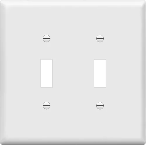 Vista 19 de ENERLITES Placa de Interruptor de Pared Doble, Placa de Interruptor de Palanca, 2-Gang Tamaño Mediano 4.88" x 4.92", Policarbonato Termoplástico