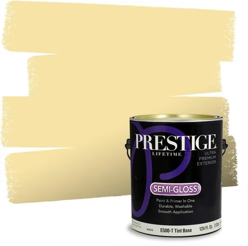 Vista 214 de PRESTIGE Pinturas de pintura exterior e imprimación en uno, 1 galón, plano, combinación comparable de Benjamin Moore* Manzanilla*