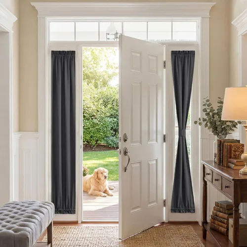 Vista 31 de PONY DANCE Persianas para puertas – Paneles opacos para tratamiento de ventanas, cortinas sólidas de alta resistencia con bolsillo para barra