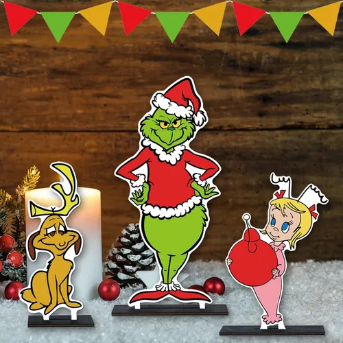Vista 9 de Denylo pro 7 piezas de decoración de mesa de Navidad, letreros de madera para centros de mesa de Navidad, letreros de mesa de Feliz Navidad, temas