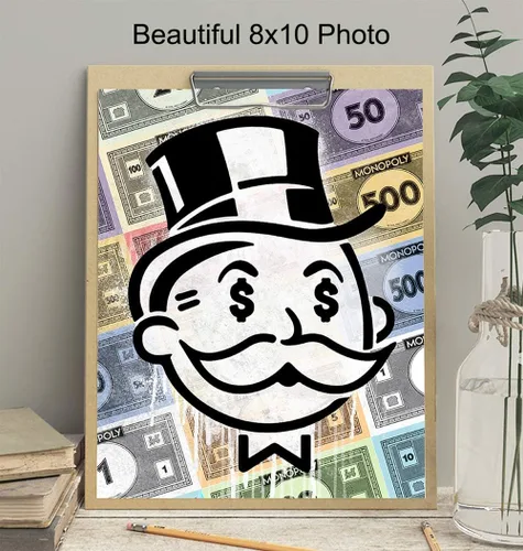 Vista 4 de Arte de pared de empresario – Decoración de pared para la oficina en casa – Arte motivacional – Póster de Alec Monopoly Style Print – Decoración