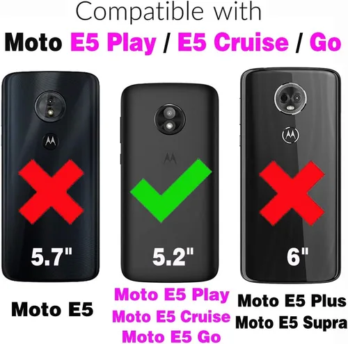 Vista 2 de Asuwish Funda de teléfono para Moto E5 Play E 5 Cruise 5E Go con protector de pantalla de vidrio templado y cubierta para cartera, soporte