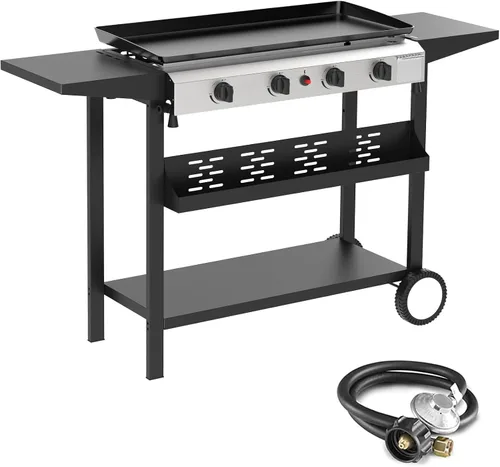Vista 10 de Parrilla plegable de 2 quemadores de gas, parrilla de propano desmontable de acero inoxidable de 28 pulgadas, parrilla de barbacoa plana de 30,000