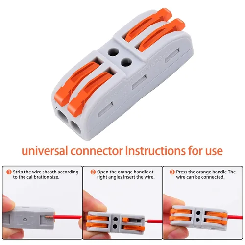 Vista 6 de Nineleaf Conectores de cable, conectores de cable eléctrico rápido de empuje, 32A 600 voltios, empalmes en línea de 2/3 circuitos, 28 a 12 awg, 2