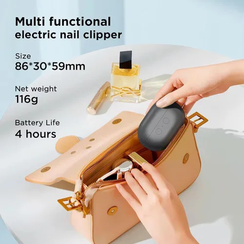 Vista 3 de Cortaúñas eléctrico Easy Clip para personas mayores y niños, recortador automático de uñas con luz LED, herramienta de cuidado de uñas 3 en 1
