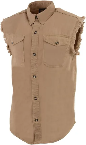 Vista 5 de Milwaukee Leather DM1002 Camisa vaquera ligera negra para hombre con corte deshilachado sin mangas