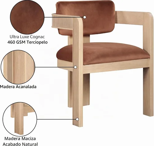 Vista 10 de Meridian Furniture Sacha - Juego de 2 sillas de comedor de terciopelo y Terciopelo coñac