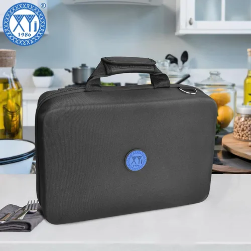 Vista 7 de XYJ Bolsa para cuchillos de 26 ranuras, estuche de transporte de tela Oxford, estuche de almacenamiento profesional para cuchillos de chef