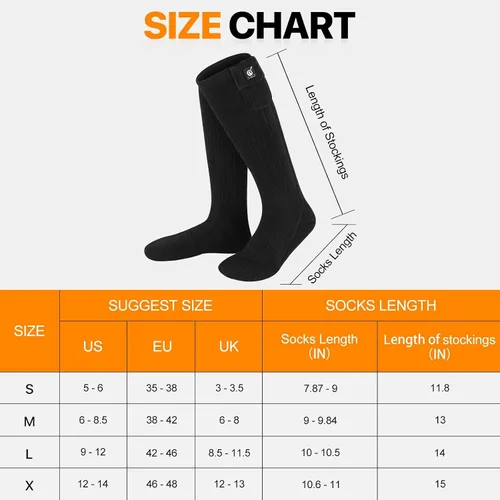 Vista 6 de SNOW DEER Calcetines térmicos para hombres y mujeres, batería recargable de 7.4 V, calentador eléctrico de pies de esquí para caza, pesca, camping
