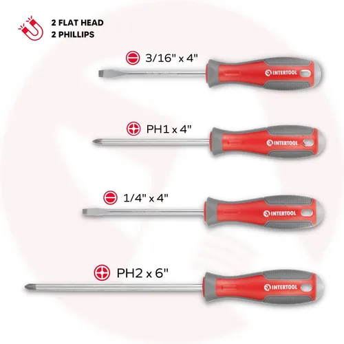Vista 3 de INTERTOOL Juego de destornilladores y herramientas de precisión con puntas magnéticas y puntas - Phillips, cabeza plana, Torx, hexagonal - Acero