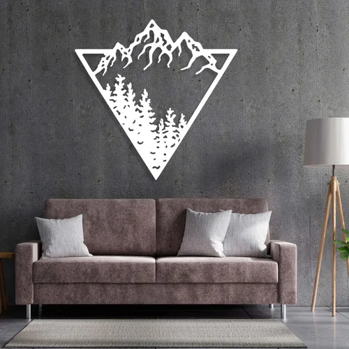 Vista 7 de Decoración de pared de metal de montaña y bosque, arte de pared de montaña de metal, arte de pared de grandes montañas, arte de pared de árbol