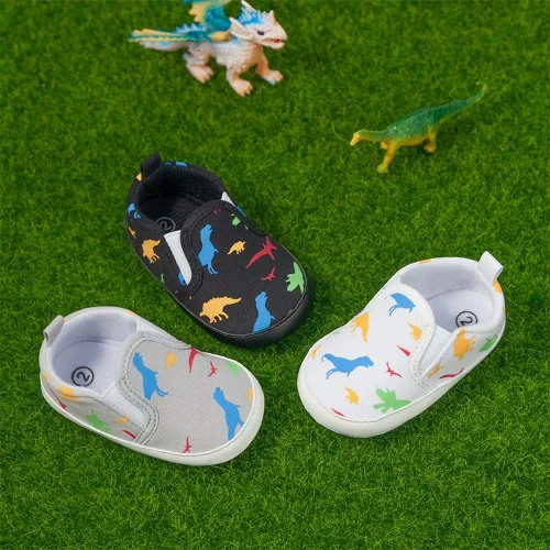 Vista 2 de Meckior - Zapatos para recién nacidos, tipo mocasines de lona con suela suave para recién nacidos, bebés, niños y niñas que estén dando sus primeros