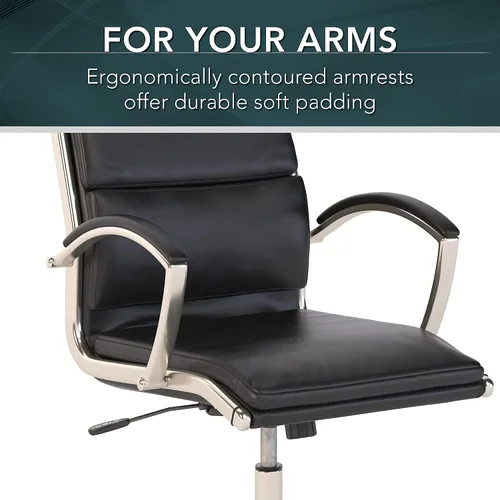 Vista 4 de Bush Business Furniture Modelo Silla de oficina ejecutiva de cuero con respaldo alto en color negro Solución de asiento ergonómico para estación