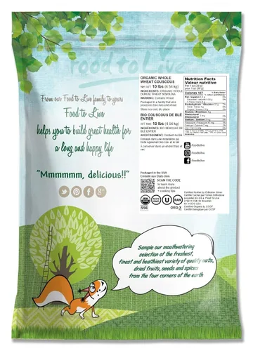Vista 2 de Cuscús de trigo integral orgánico, 10 libras, sin OMG, Kosher, crudo, vegano, a granel