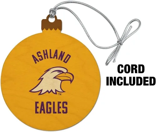 Vista 2 de GRAPHICS & MORE Ashland University Eagles Logo Madera Árbol de Navidad Adorno de vacaciones