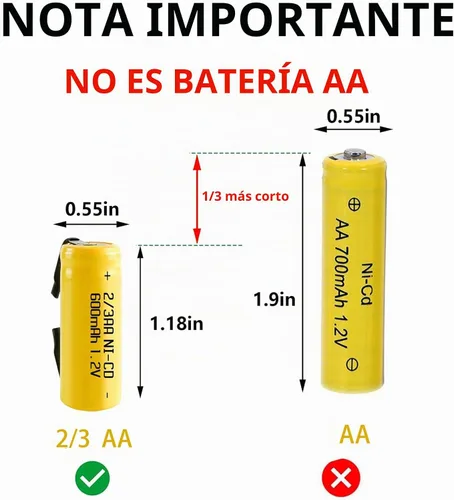 Vista 2 de 12pcs 600mAh Batería Recargable 1.2V 2/3AA Ni-CD Amarillo 12 piezas amarillo