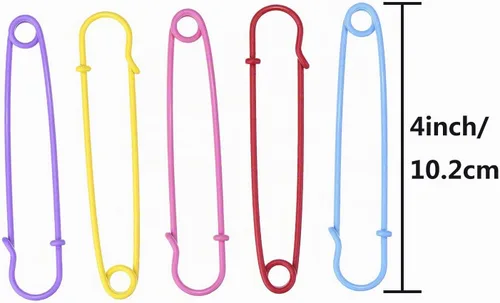 Vista 3 de Outus Pasadores de seguridad de acero para manta, 4 pulgadas, extra grandes, 5 colores, 10 piezas