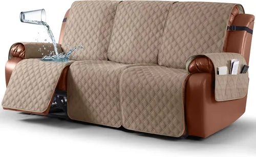 Vista 27 de Ruaozz Funda impermeable para sofá reclinable, lavable, funda antideslizante de 1 pieza, protector de muebles con correas elásticas, bolsillo