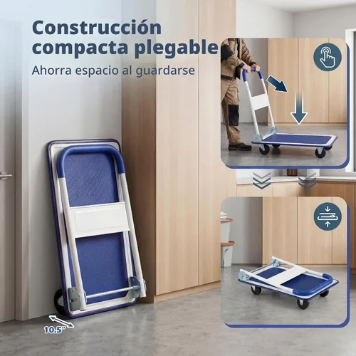 Vista 3 de Goplus Carro plegable de la plataforma 330LBS Rolling Flatbed Cart Hand Platform Truck Push Dolly para cargar