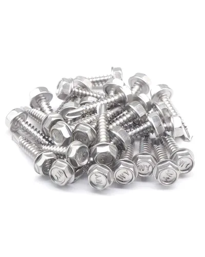 Vista 5 de IMScrews 25 tornillos autoperforantes con cabeza hexagonal de acero inoxidable #10 x 1, tornillos Tek de chapa de rosca completa de acero inoxidable