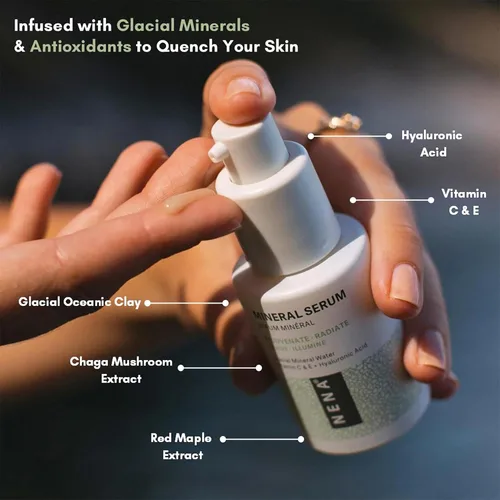 Vista 3 de NENA Skincare Mineral Serum - Suero de vitamina C con ácido hialurónico - Loción facial para hidratación profunda, firmeza y elasticidad - Todo tipo
