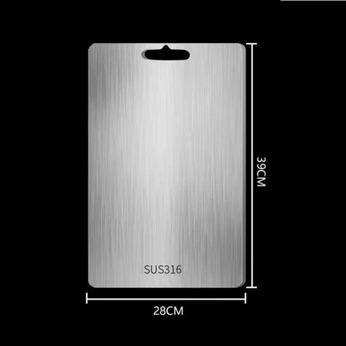 Vista 3 de Tabla de cortar multifuncional de acero inoxidable 316 resistente, 1 tabla de cortar rectangular para el hogar cocina amasar masa (15.4 x 11.0 in)