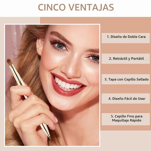 Vista 6 de Yoizyfree - Paquete de 3 cepillos retráctiles para lápiz labial, cepillos retráctiles de labios de doble extremo, juego de brochas de maquillaje
