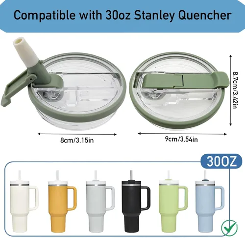 Vista 2 de Paquete de 2 tapas de vaso desmontables de 30 onzas para Stanley Quencher y ProTour, tapas a prueba de fugas, tapas de vaso a prueba de polvo