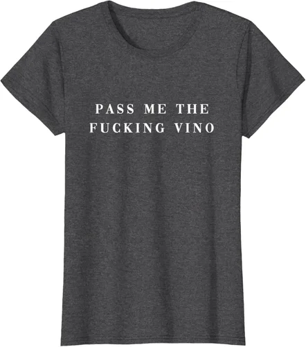 Vista 4 de Pásame el maldito Vino. Camiseta divertida con texto en inglés «Wine nice lettering AM PM Fun»