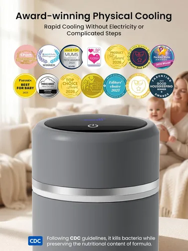 Vista 6 de Grownsy Fabricante portátil de biberones de fórmula para bebés, enfriamiento rápido en 3 minutos, enfriamiento físico puro, no necesita energía