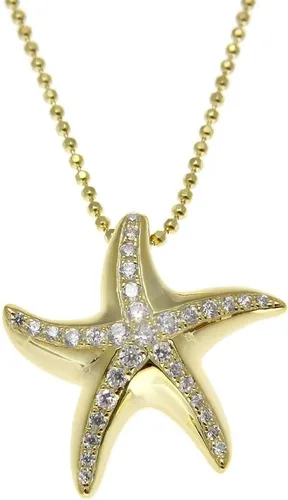 Vista 4 de Arthur's Jewelry 925 plata de ley maciza chapada en oro amarillo colgante de estrella de mar hawaiana cz, Plata esterlina Zirconia cúbica, Circonita