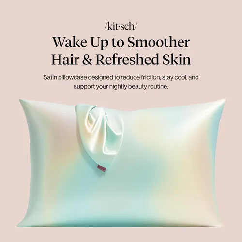 Vista 2 de Kitsch Funda de almohada de satén con cremallera, tamaño estándar, Aura