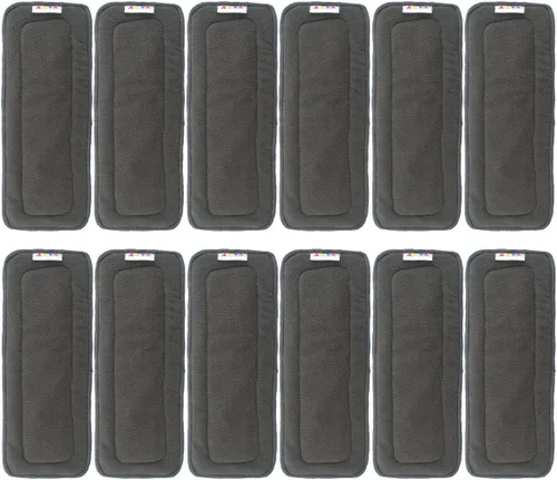 Vista 12 de Alvababy - 12 unidades de insertos para pañales de tela - Insertos súper suaves de 4 capas para pañales y fundas