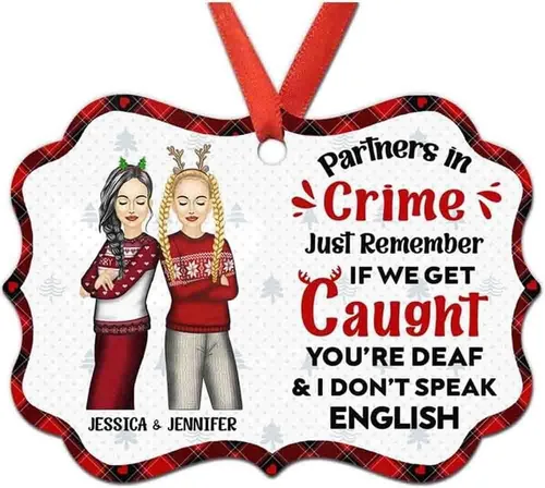 Vista 4 de Adorno personalizado con texto en inglés «Best Friend are Hard to Find Because The Very Best is Already Mine», adorno de Navidad personalizado 2023