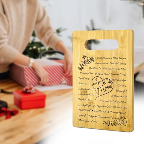 Vista 5 de Regalos para mamá de hija e hijo, regalos de cumpleaños para mamá, tabla de cortar de madera personalizada para mamá, regalos de cumpleaños