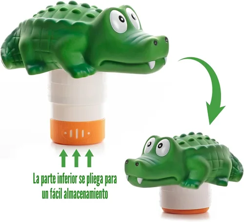 Vista 7 de XY-WQ Flotador de cloro, dispensador de cloro flotante para piscina (cocodrilo), se adapta a tabletas de 1 y 3 pulgadas para piscinas grandes