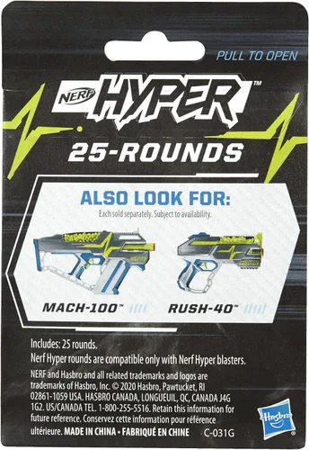 Vista 4 de Nerf Recambio Hyper 25-Round Boost, incluye 25 Hyper Rounds, para uso Hyper Blasters, Stock Up Hyper Games, Multi