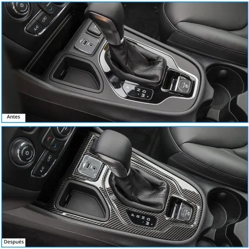 Vista 7 de JeCar Cubierta de Panel de Cambio de Marchas de Fibra de Carbono para Interior Compatible con Jeep Cherokee 2019 2020 2021 2022 Accesorios Interiores