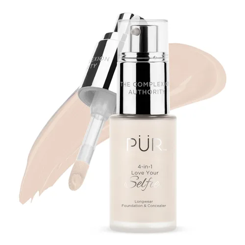 Vista 22 de PÜR MINERALS 4-in-1 Love Your Selfie Foundation & Concealer - Longwear Medium-to-Full Coverage Liquid Makeup Foundation with Hydrating Blend for