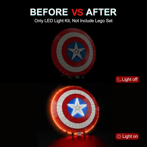 Vista 3 de Kit de luz LED para Lego Marvel Captain America's Shield 76262, kit de iluminación creativa compatible con Lego 76262 (solo luces, sin juego de Lego)