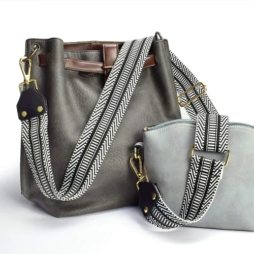 Vista 4 de Correa ancha de repuesto para bolsa o bolso cruzado para mujer ajustable tela jacquard de algodón correa de banjo