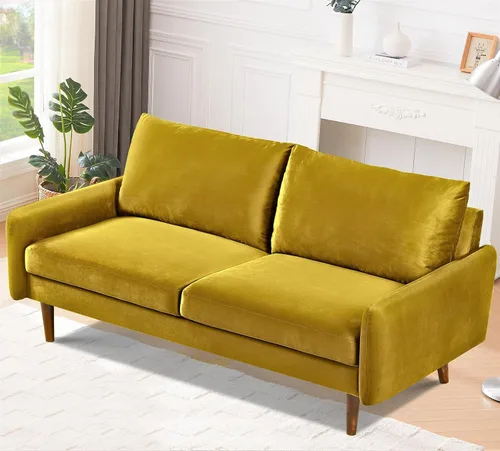 Vista 8 de Container Furniture Direct Kent - Sofá de terciopelo para salas de estar modernas y espacios compactos, cómodo sofá de 3 plazas, muebles de estudio