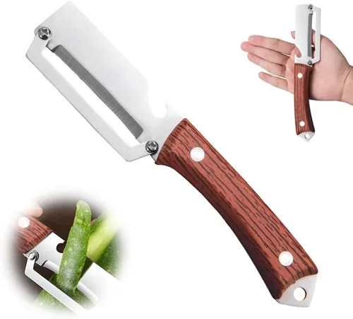 Vista 12 de Multi-Functional Vegetable Peeler for Kitchen, 2026 New Premium Vegetable Peeler with Wooden Handle and Bottle Opener, Stainless Steel Peeling Tool